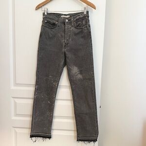 Levi Jeans Light Charcoal Distressed Splatter Wedgie Straight W27 L28
